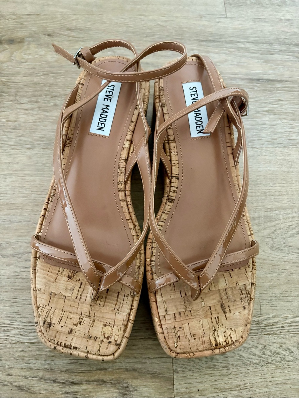 Steve Madden Tan Cork Platform Sandals